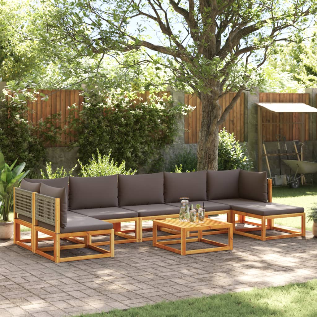 Set di divani da giardino 8 pezzi con cuscini in legno di acacia e rattan - homemem39