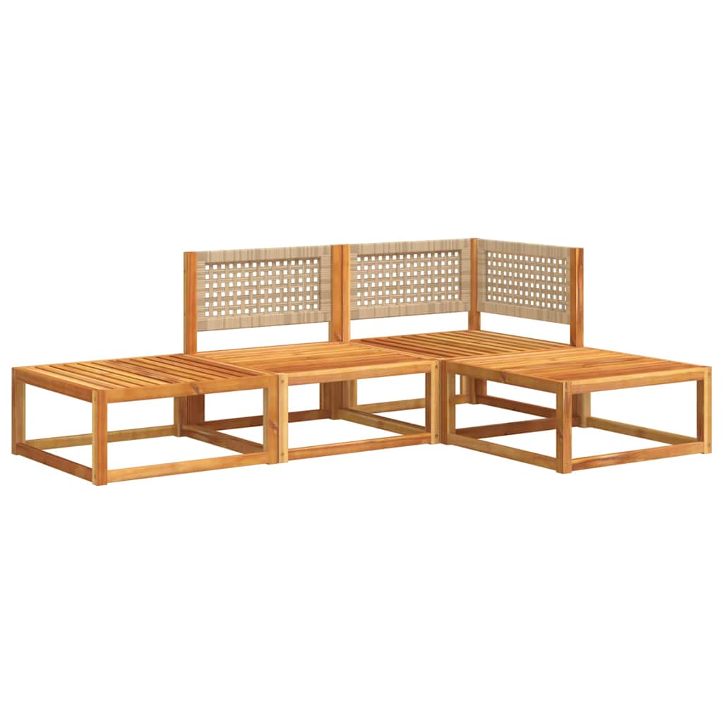 Set di divani da giardino 4 pezzi con cuscini in legno di acacia e rattan - homemem39