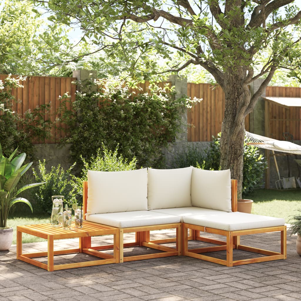 Set di divani da giardino 4 pezzi con cuscini in legno di acacia e rattan - homemem39