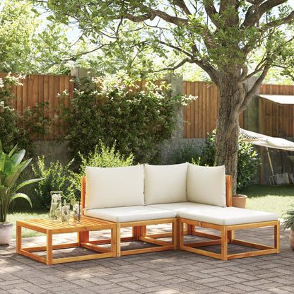 Set di divani da giardino 4 pezzi con cuscini in legno di acacia e rattan - homemem39