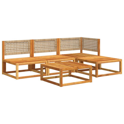 Set Divano da Giardino 5 pz con Cuscini Legno Massello Acacia