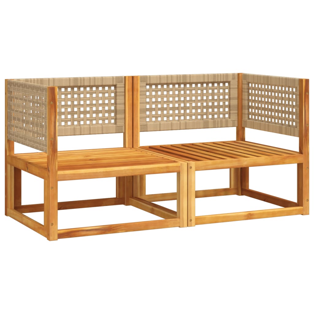 Divani da Giardino Angolari con Cuscini 2 pz in Legno di Acacia e Rattan - homemem39