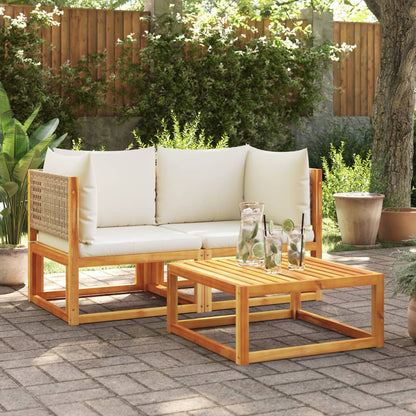 Divani da Giardino Angolari con Cuscini 2 pz in Legno di Acacia e Rattan - homemem39