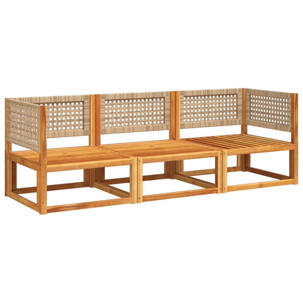 Set Divano da Giardino 3pz con Cuscini Legno Massello di Acacia