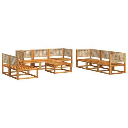 Set Divano Giardino 9 pz con Cuscini Legno Massello di Acacia