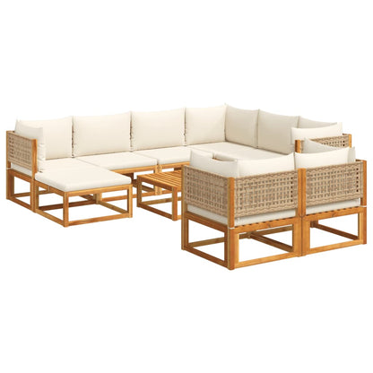 Set Divani da Giardino 10pz con Cuscini Legno Massello Acacia