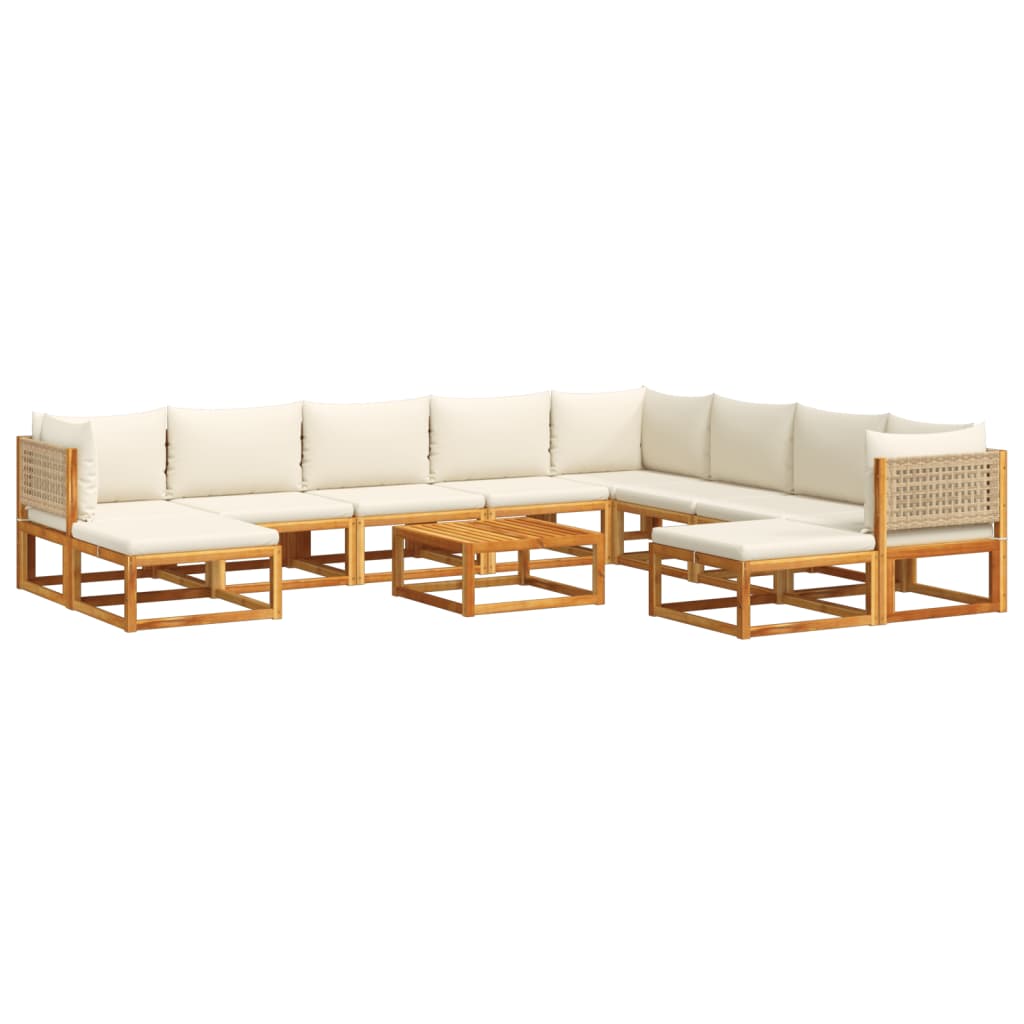 Set Divano da Giardino 11 pz con Cuscini Legno Massello Acacia