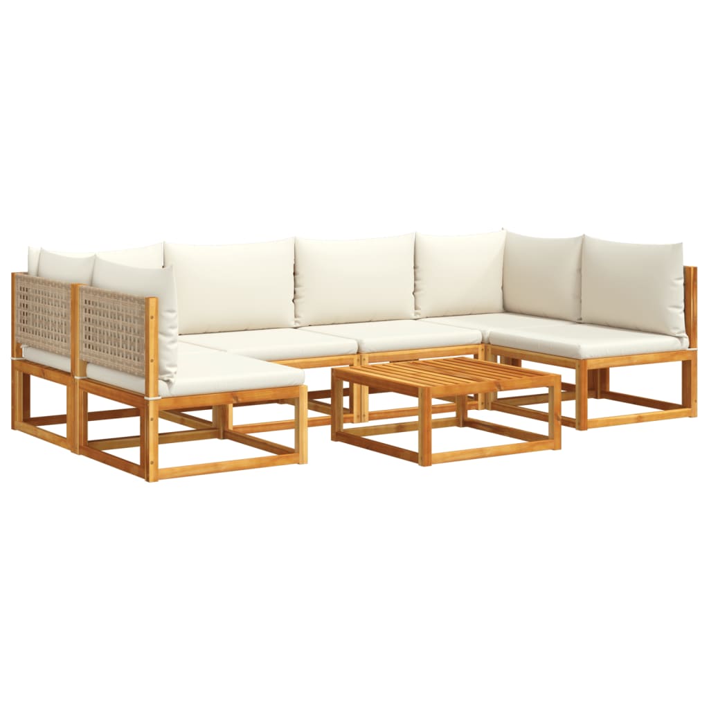 Set Divano da Giardino 7 pz con Cuscini Legno Massello Acacia