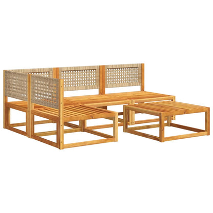 Set Divano da Giardino 5 pz con Cuscini Legno Massello Acacia