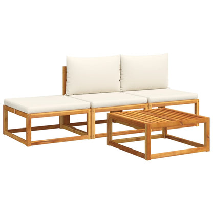 Set di divani da giardino 4 pezzi con cuscini in legno di acacia e rattan - homemem39
