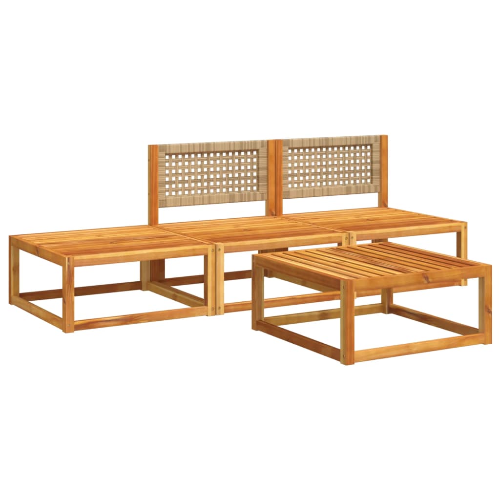 Set di divani da giardino 4 pezzi con cuscini in legno di acacia e rattan - homemem39