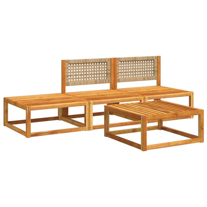Set di divani da giardino 4 pezzi con cuscini in legno di acacia e rattan - homemem39