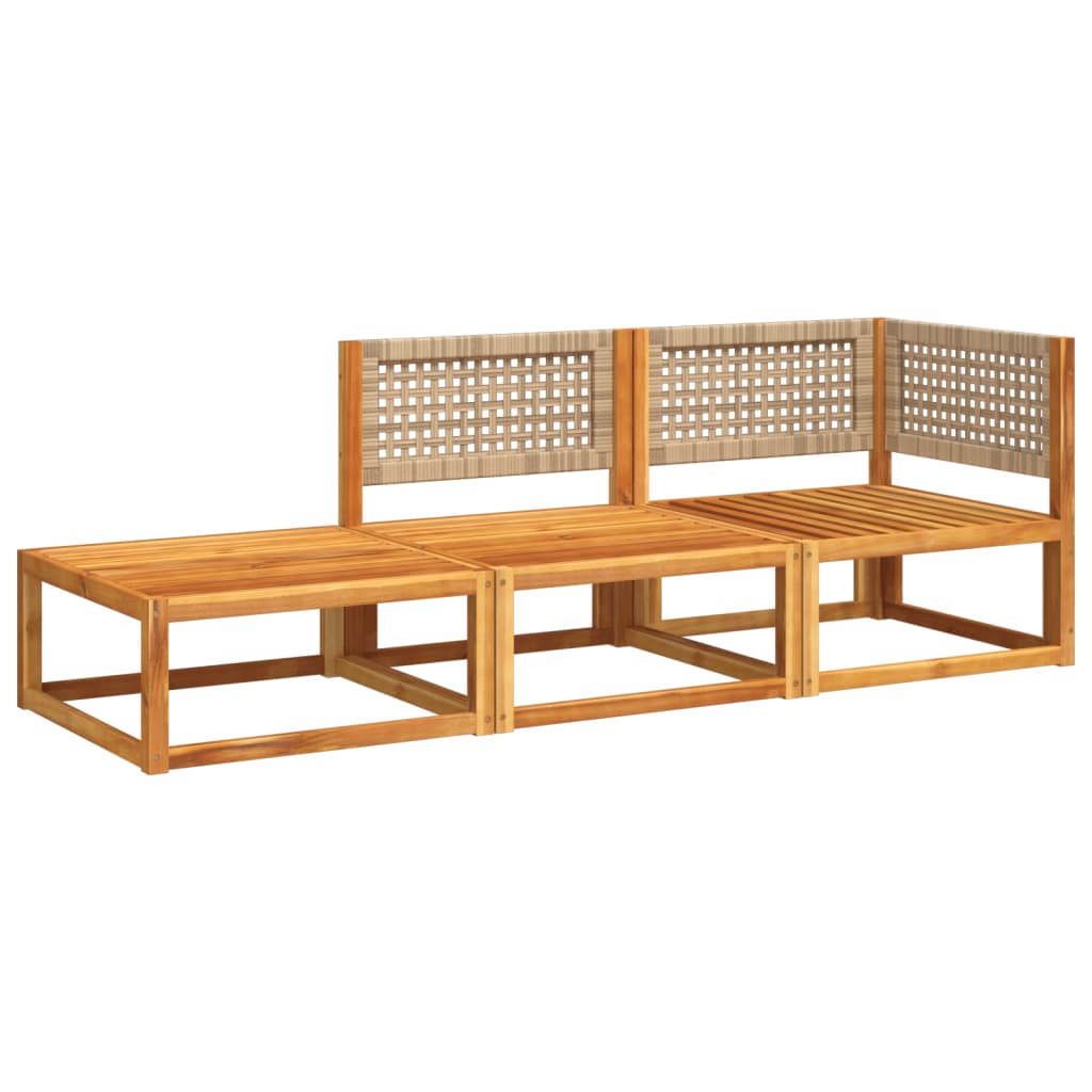 Set Divano da Giardino 3pz con Cuscini Legno Massello di Acacia