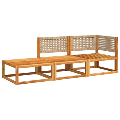 Set Divano da Giardino 3pz con Cuscini Legno Massello di Acacia