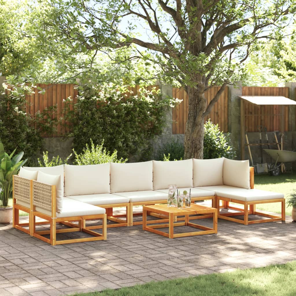 Set Divano da Giardino 8pz con Cuscini Legno Massello di Acacia