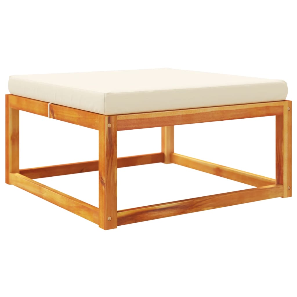 Poggiapiedi Giardino con Cuscino 65x65x29 Legno Massello Acacia | homemem39