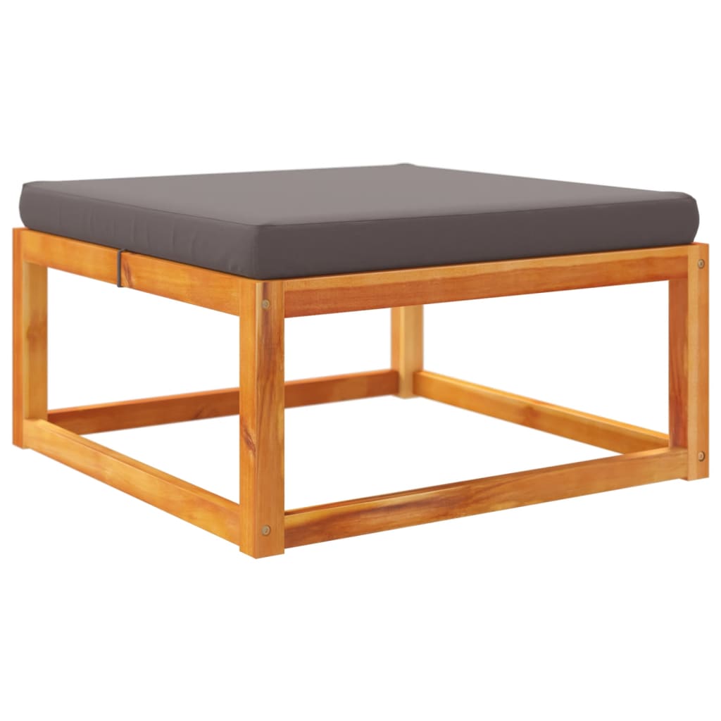 Poggiapiedi Giardino con Cuscino 65x65x29 Legno Massello Acacia | homemem39