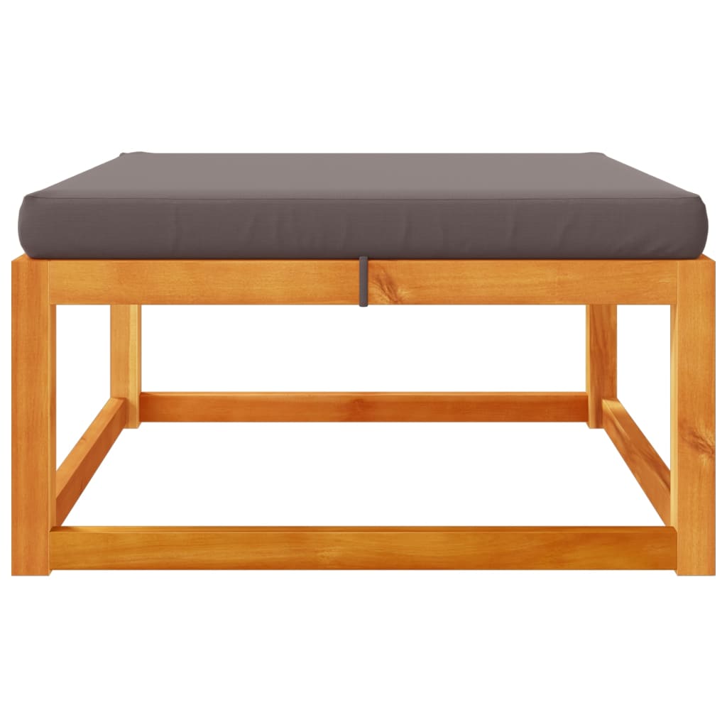 Poggiapiedi Giardino con Cuscino 65x65x29 Legno Massello Acacia | homemem39