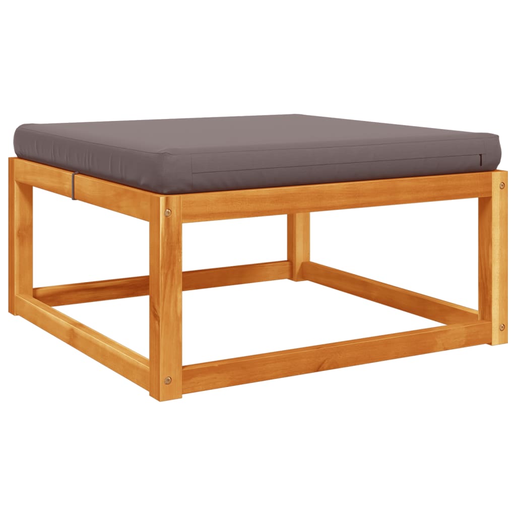 Poggiapiedi Giardino con Cuscino 65x65x29 Legno Massello Acacia | homemem39