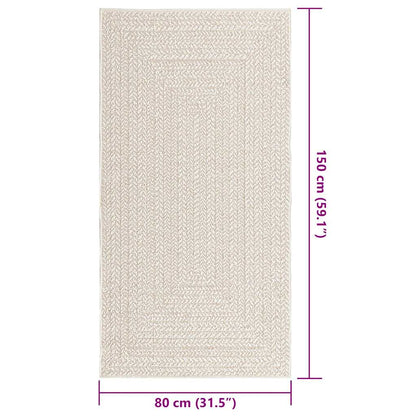 Tappeto ZIZUR Crema 80x150 cm Aspetto Iuta Interni ed Esterni
