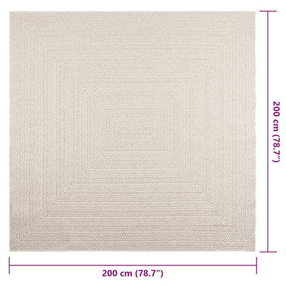 Tappeto ZIZUR Crema 200x200 cm Aspetto Iuta Interni ed Esterni