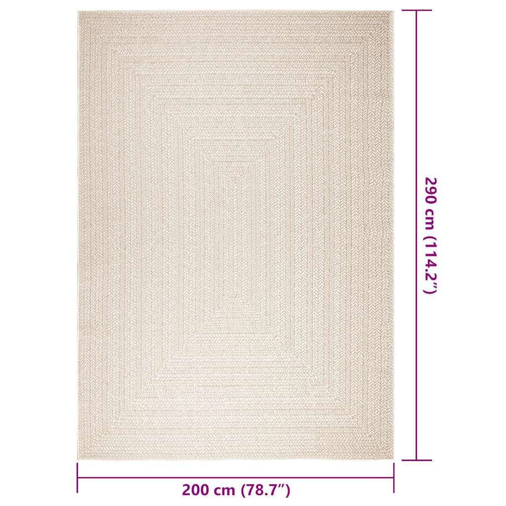 Tappeto ZIZUR Crema 200x290 cm Aspetto Iuta Interni ed Esterni - homemem39