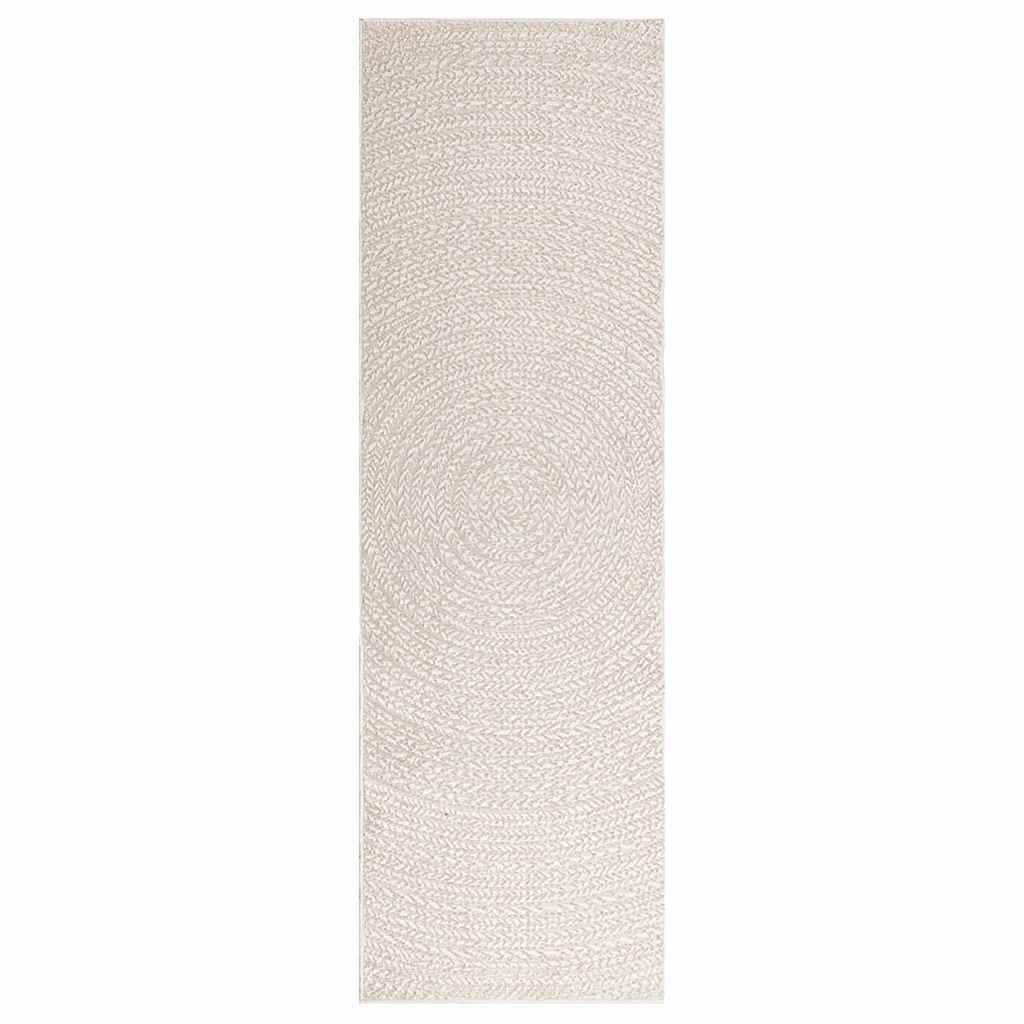 Tappeto ZIZUR Crema 80x250 cm Aspetto Iuta Interni ed Esterni