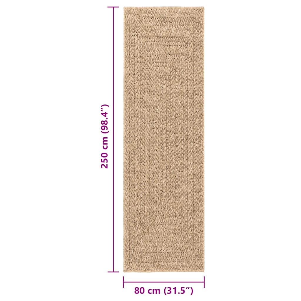 Tappeto ZIZUR Beige 200x200 cm Aspetto Iuta Interni ed Esterni