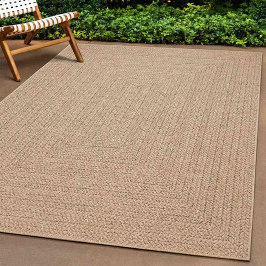 Tappeto ZIZUR Beige 240x340 cm Aspetto Iuta Interni ed Esterni