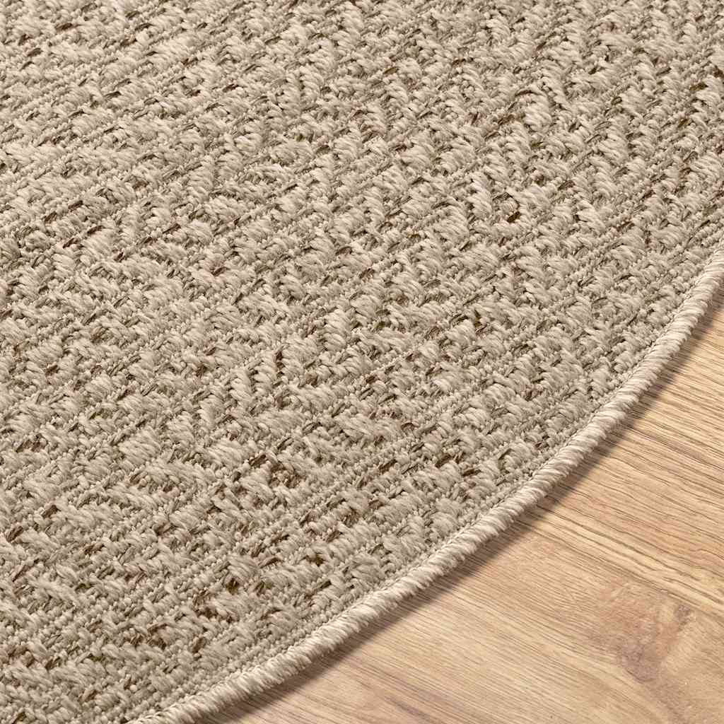 Tappeto ZIZUR Beige Ø 120cm Aspetto Iuta per Interni ed Esterni