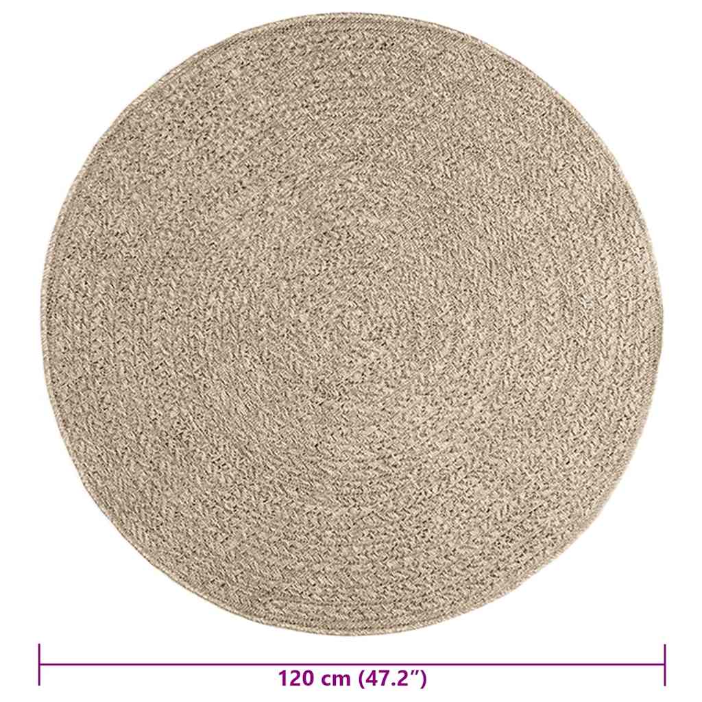 Tappeto ZIZUR Beige Ø 120cm Aspetto Iuta per Interni ed Esterni
