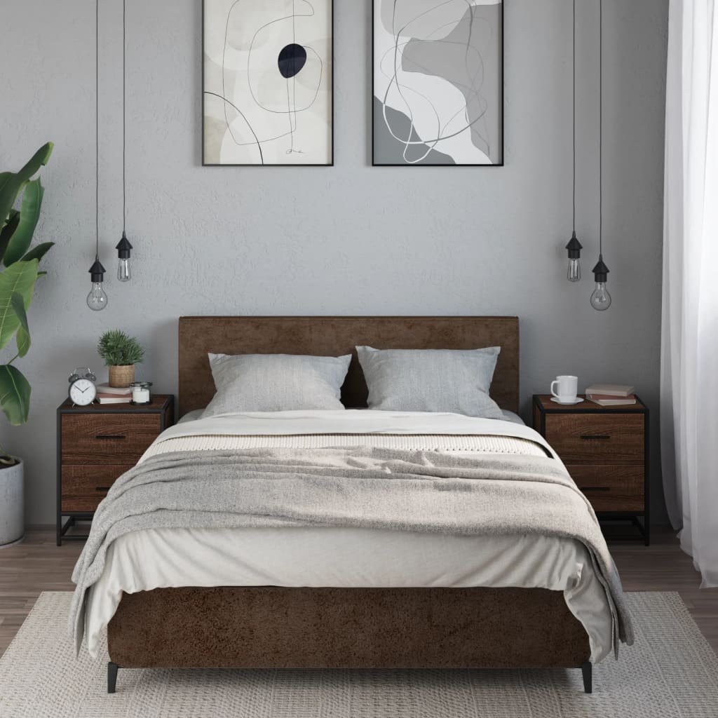 Comodini Rovere Marrone 2 pz 40x31x50 cm in Truciolato - homemem39