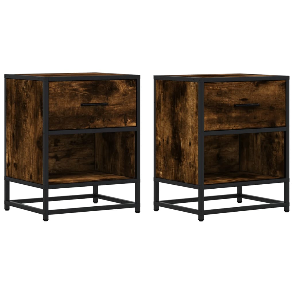 Comodini Rovere Fumo 2 pz 40x31x50 cm in Truciolato - homemem39
