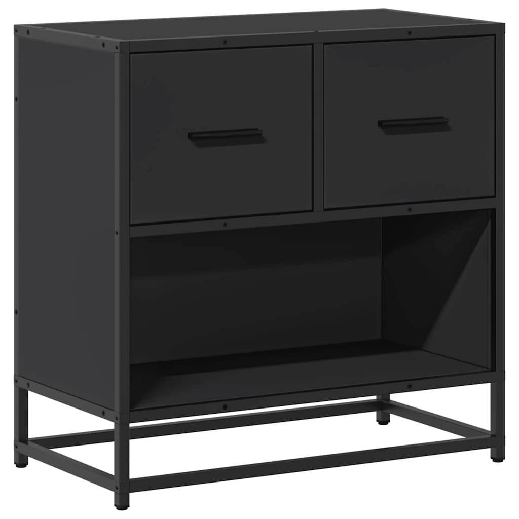 Comodino Nero 60x31x60 cm in Legno Multistrato e Metallo - homemem39