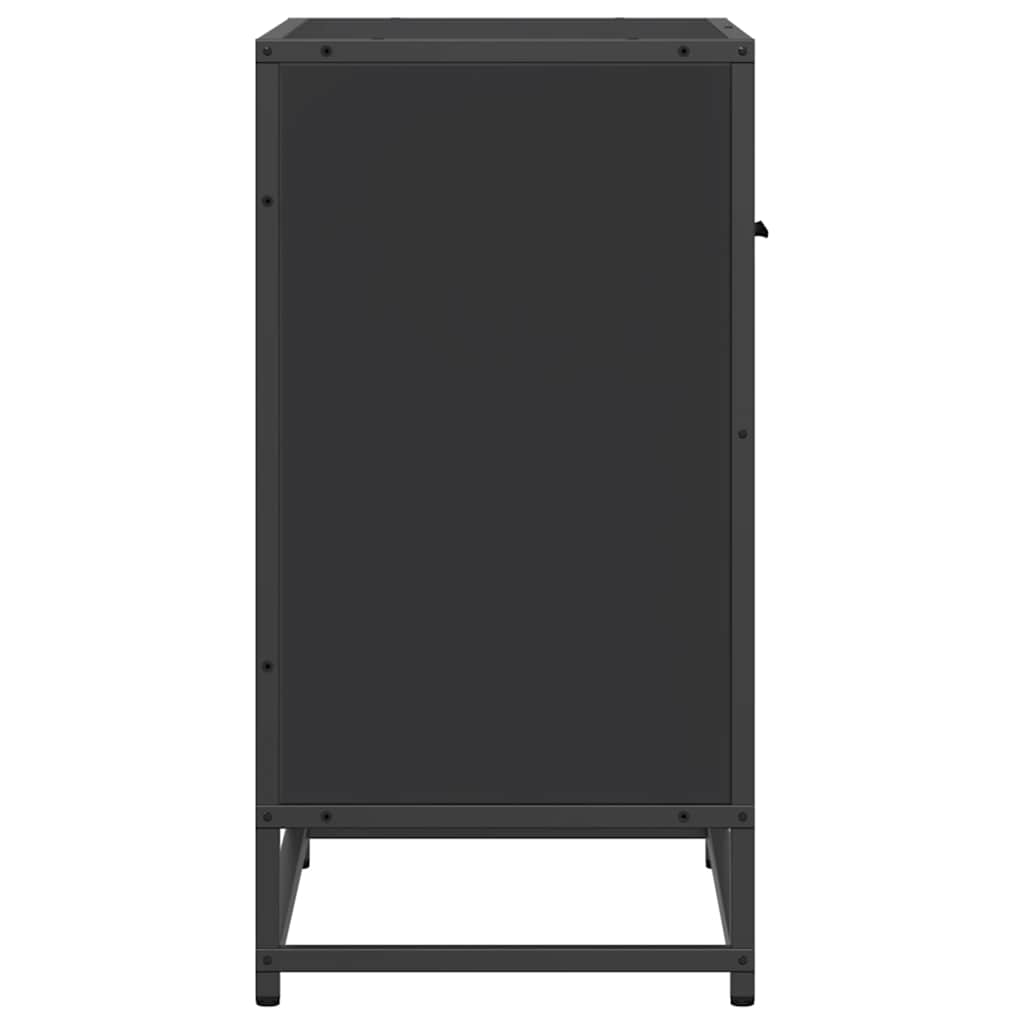 Comodino Nero 60x31x60 cm in Legno Multistrato e Metallo - homemem39