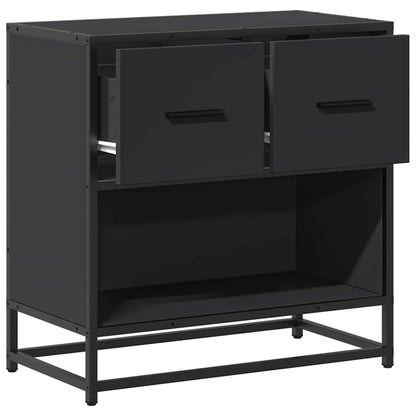 Comodino Nero 60x31x60 cm in Legno Multistrato e Metallo - homemem39
