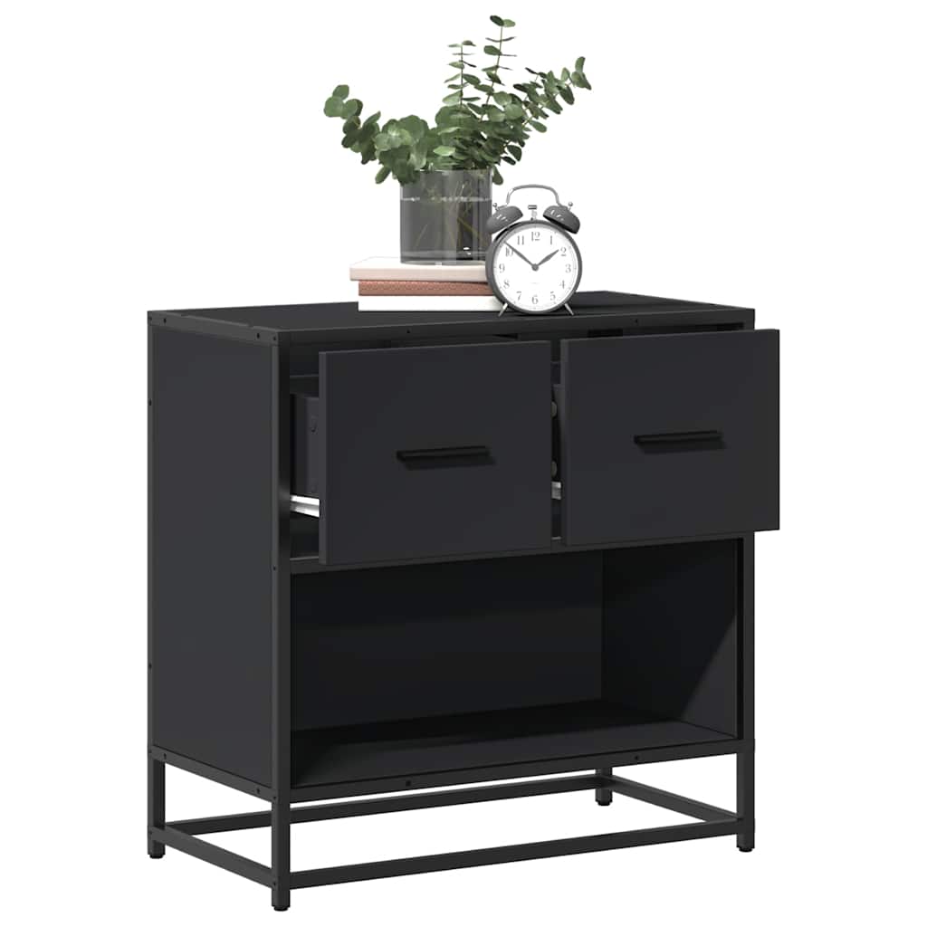 Comodino Nero 60x31x60 cm in Legno Multistrato e Metallo - homemem39