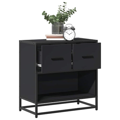 Comodino Nero 60x31x60 cm in Legno Multistrato e Metallo - homemem39