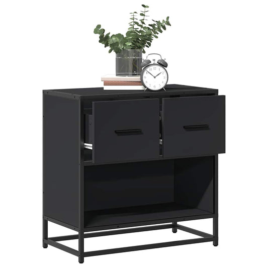 Comodino Nero 60x31x60 cm in Legno Multistrato e Metallo - homemem39