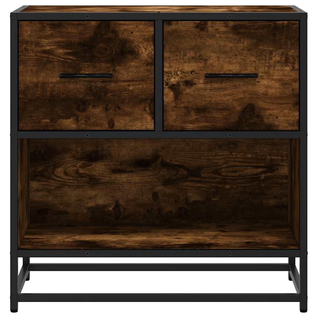 Comodino Rovere Fumo 60x31x60 cm in Legno Multistrato e Metallo - homemem39