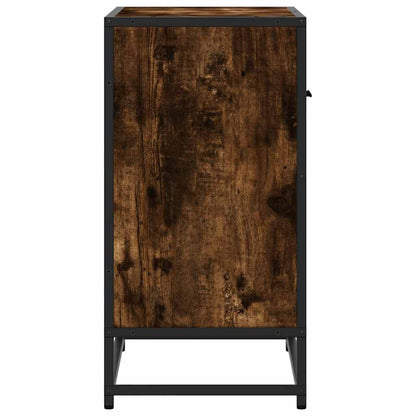 Comodino Rovere Fumo 60x31x60 cm in Legno Multistrato e Metallo - homemem39