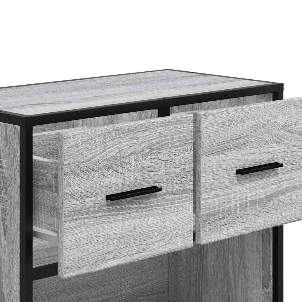 Comodino Grigio Sonoma 60x31x60 cm Legno Multistrato e Metallo - homemem39