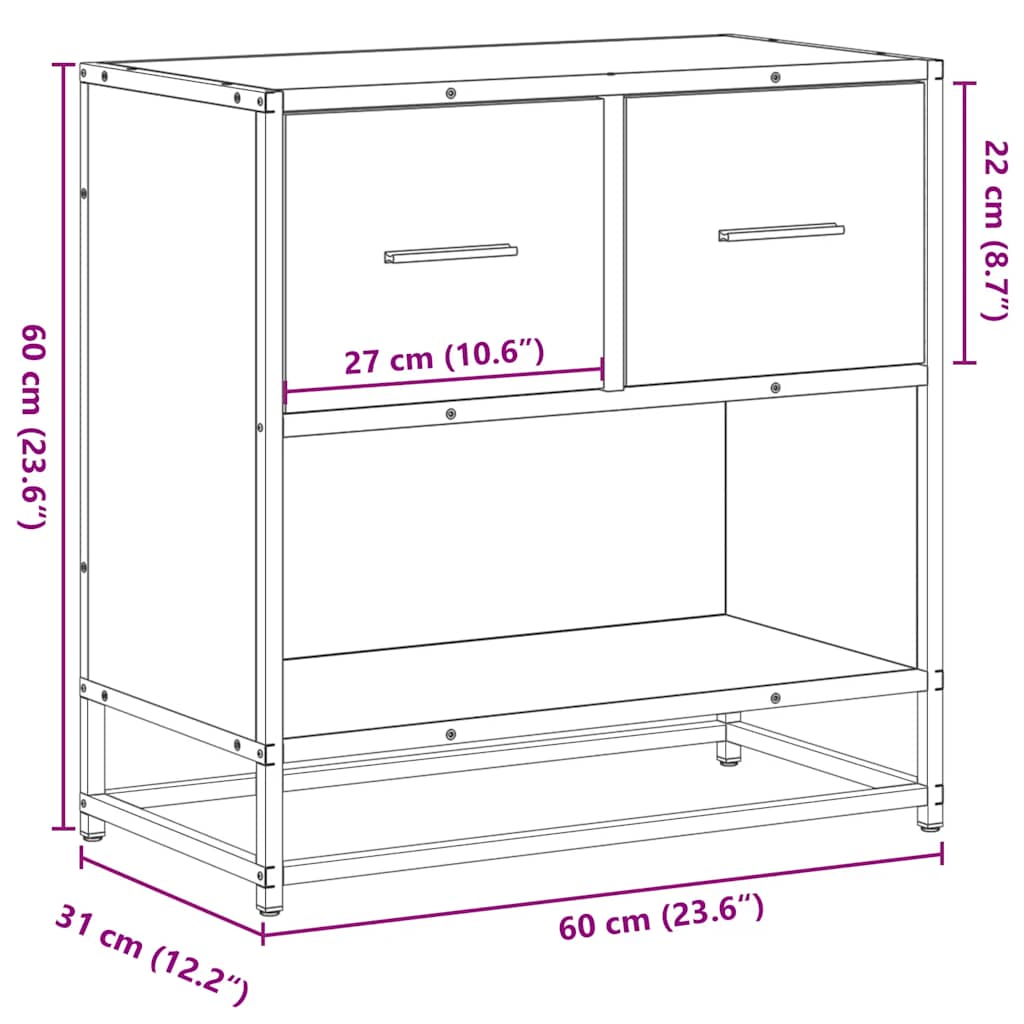 Comodino Rovere Marrone 60x31x60 cm Legno Multistrato e Metallo | homemem39