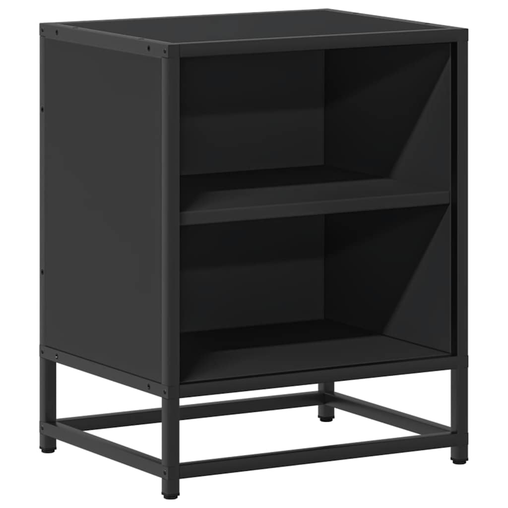 Comodino Nero 40x31x50 cm Legno Multistrato e Metallo - homemem39