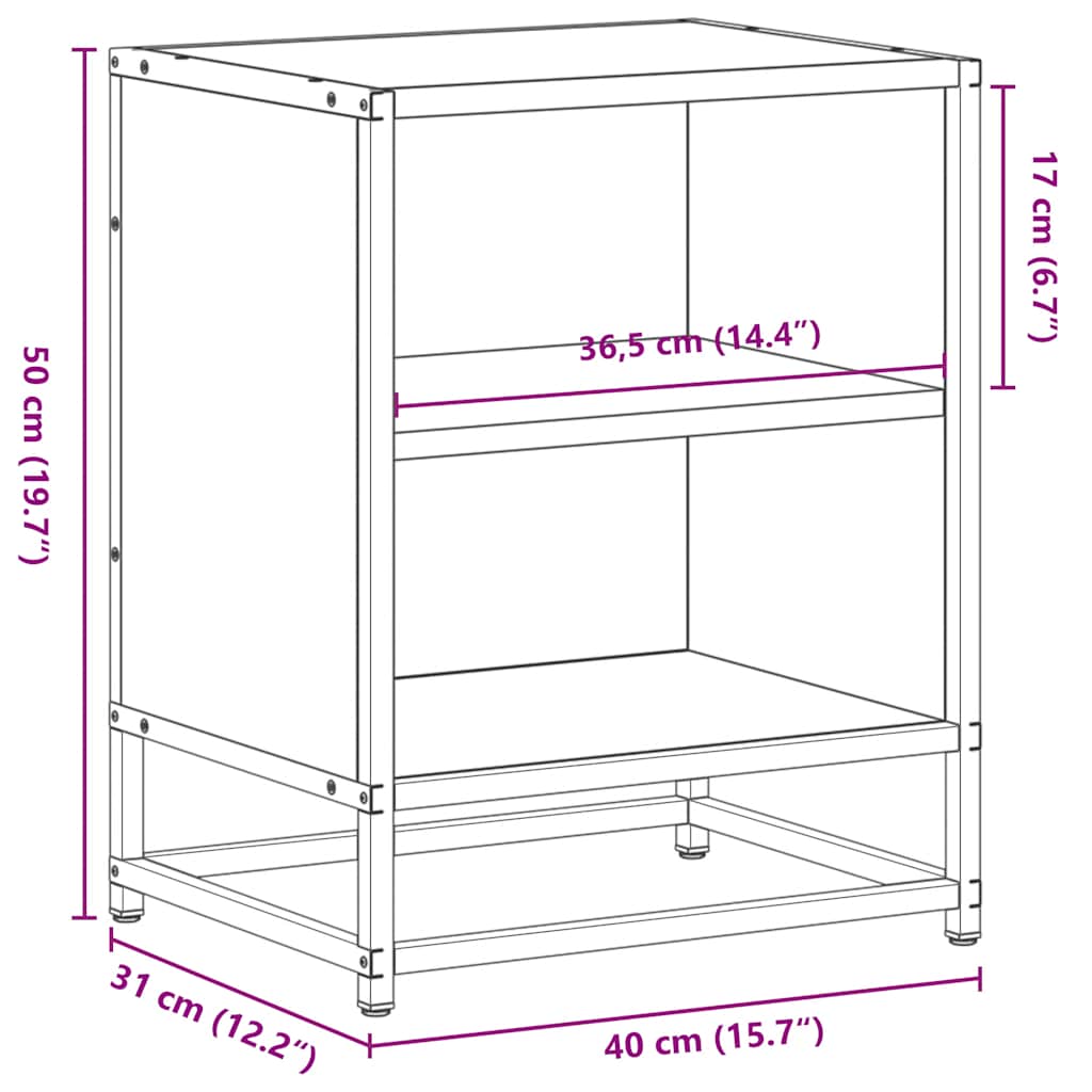 Comodino Grigio Sonoma 40x31x50 cm Legno Multistrato e Metallo | homemem39