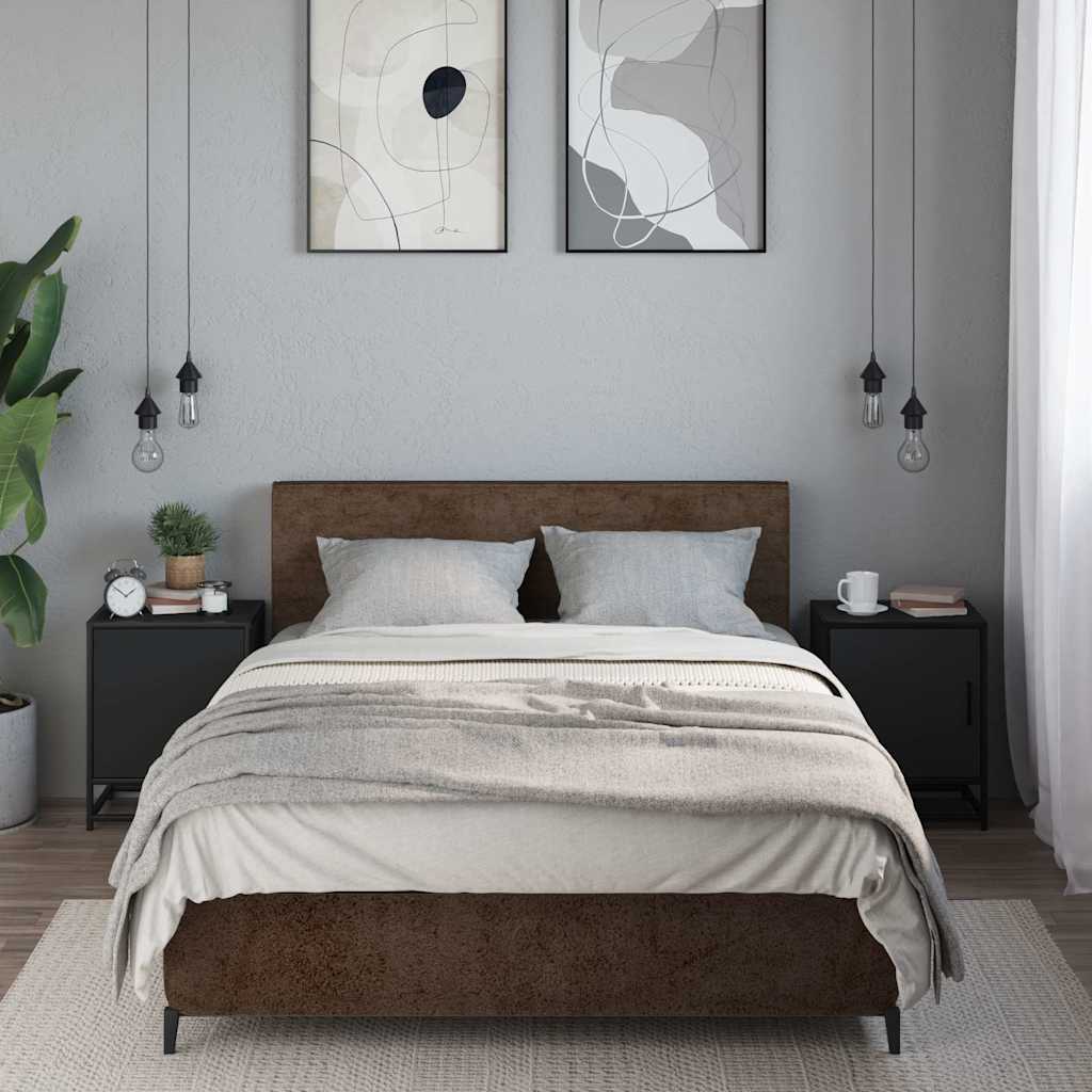 Comodini 2pz Neri 40x31x50 cm Legno Multistrato Metallo - homemem39