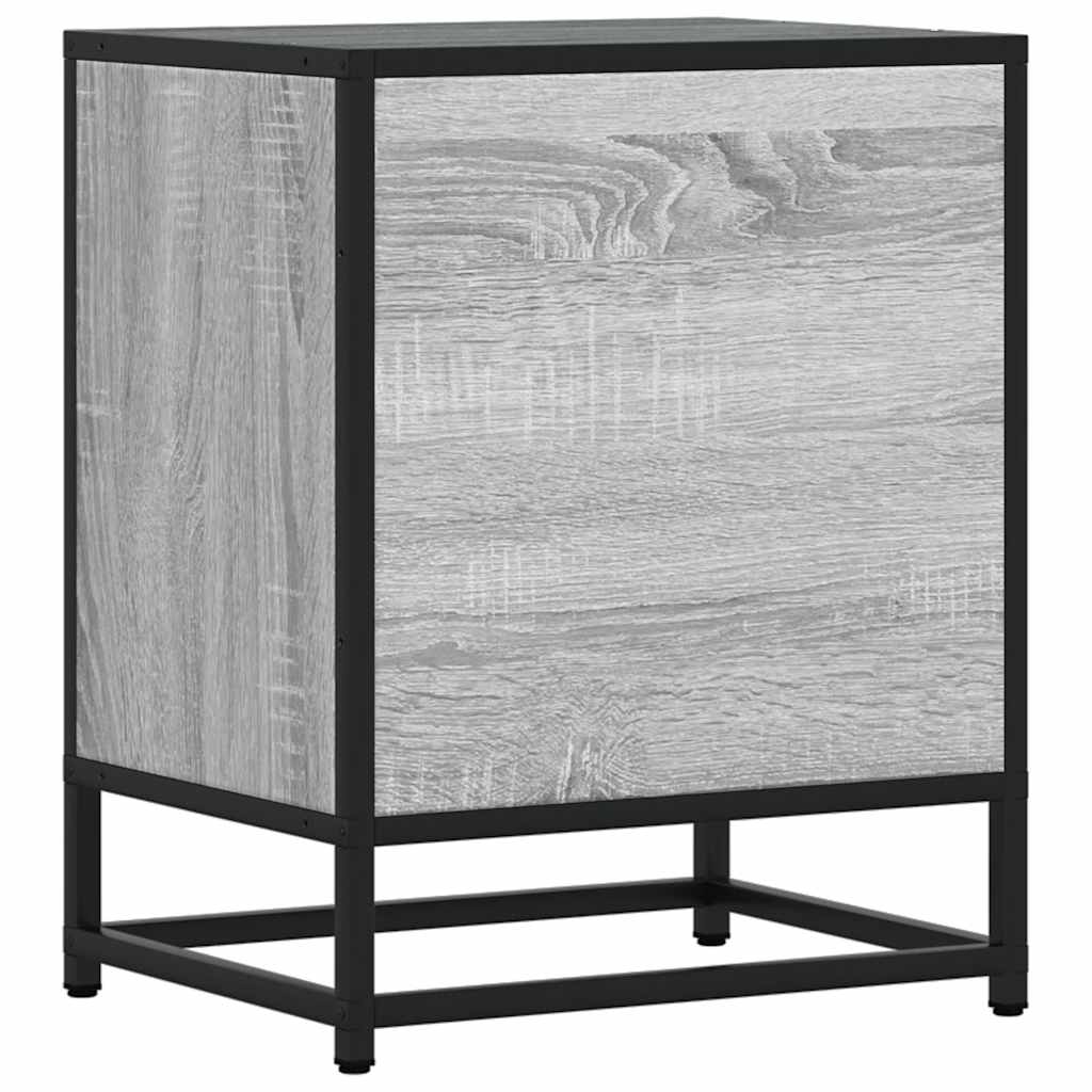 Comodino Grigio Sonoma 40x31x50 cm Legno Multistrato e Metallo - homemem39