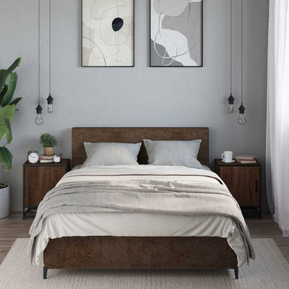 Comodini Rovere Marrone 2 pz Legno Multistrato e Metallo - homemem39