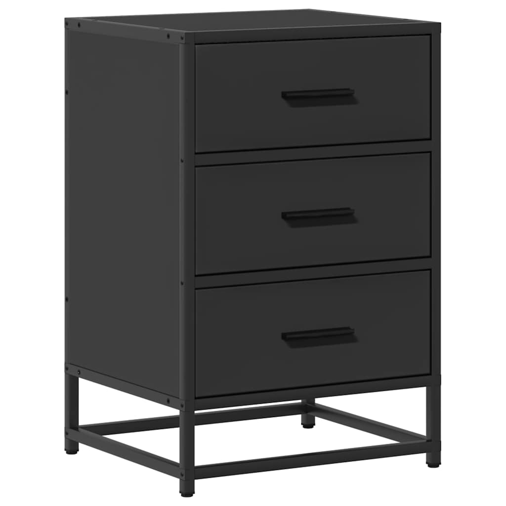 Comodino Nero 40x34,5x60 cm Legno Multistrato e Metallo - homemem39