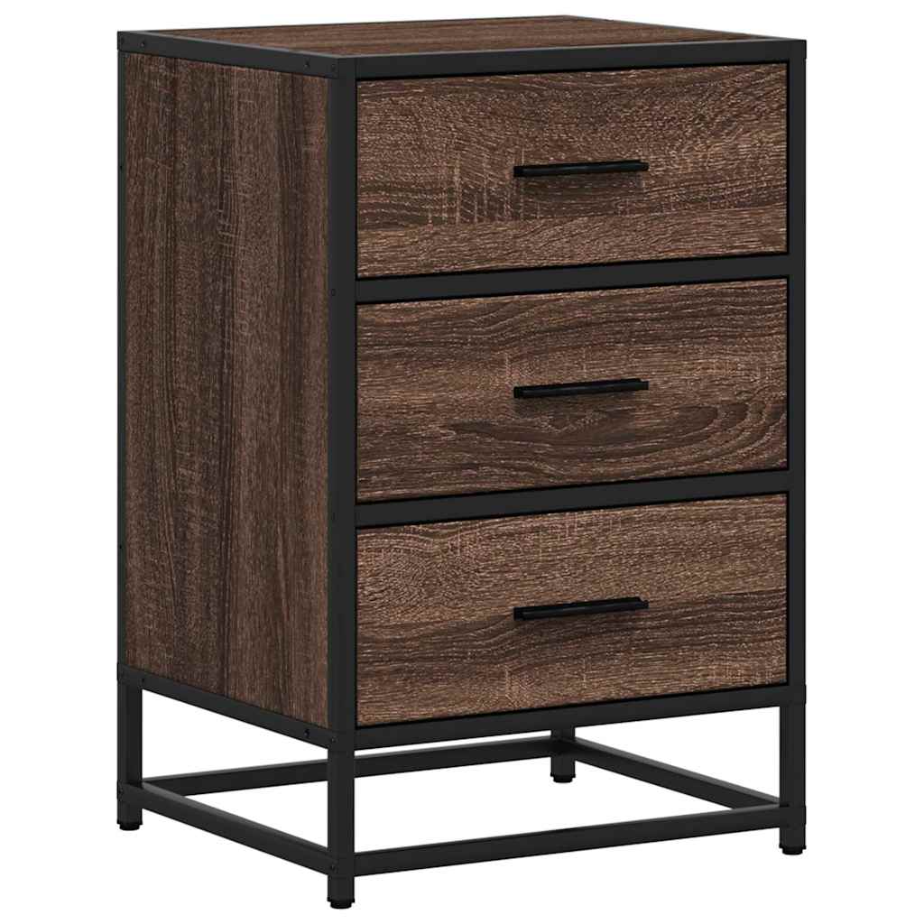Comodino Rovere Marrone 40x34,5x60cm Legno Multistrato Metallo
